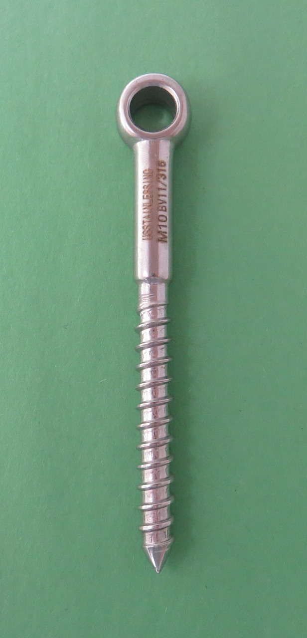 Stainless Steel 316 M10 Lag Screw Eye Bolt Forged 10mm x 100mm